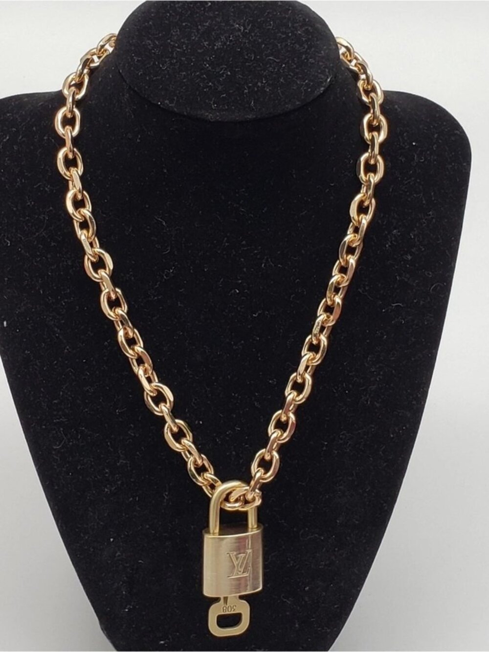 Authentic Louis Vuitton Gold Padlock With Unbranded Gold Plated Chain